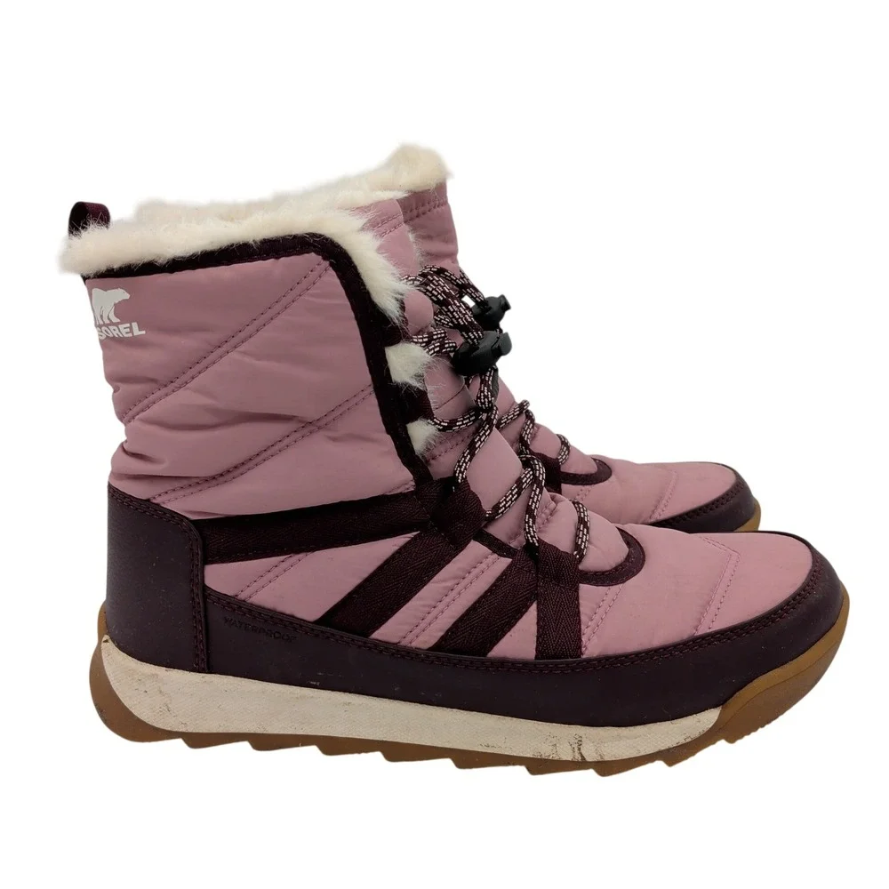 Sorel Whitney II Short Lace‎ Waterproof Snow Boots Pink Burgundy Womens 7 NY5173